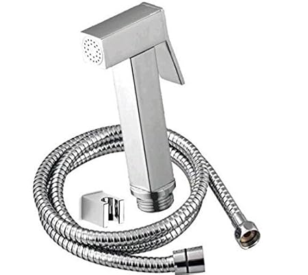 PESCA Imported Brass Health Faucet with 1.5 Meter Stainless Steel Grade 304 Tube and Wall Hook (Chrome)