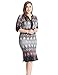 Chicwe Women's Plus Size Printed Zipped V Neck Border Dress - Knee Length Casual and Work Dress 18