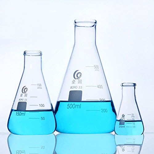 Glass Erlenmeyer Flask Narrow Mouth Erlenmeyer Flasks with Heavy Duty Rim 3.3 Borosilicate Glass 300ml
