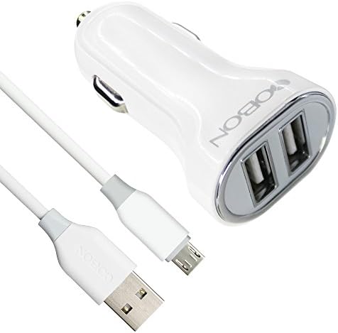 YOBON 12W Dual USB Car Charger(with 3 Feet USB Cable), Power Drive 2 for iPhone X / 8 / 7 / 6s / Plus, iPad Pro / Air 2 / mini, Galaxy S7 / S6 / Edge / Plus, Note 5 / 4, LG, Nexus, HTC and More