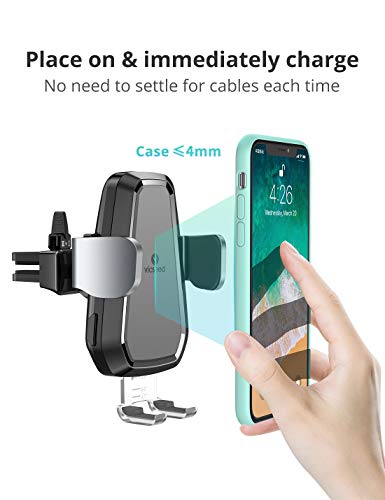 VICSEED Wireless Car Charger,10W Fast Charging, Wireless Charging Car Mount, Auto-Clamping Dashboard & Vent Phone Holder Compatible with iPhone Xs Max XR X 8 Plus, Samsung Galaxy S10+ S10 S9 Note 9