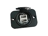 XYZ Boat Supplies Dual USB Charger Socket for Boat/Rv/Car/Motor-home (Black w/White Light)