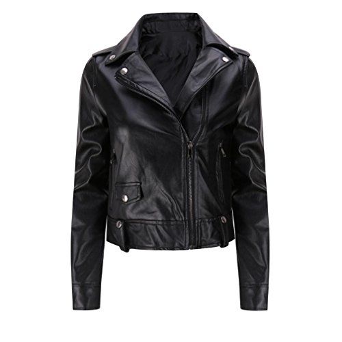 Transer Women Zipper Slim Pu Leather Motorcycle Moto Biker Short