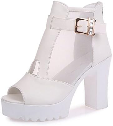 Eagsouni レディース サンダル パンプス オープントゥ ハイヒール 厚底 10cmヒール 歩きやすい 白 黒