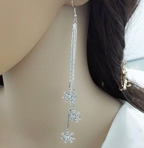 Long Earings 925 Sterling Silver Pin Tassel Fashion Jewelry for Women