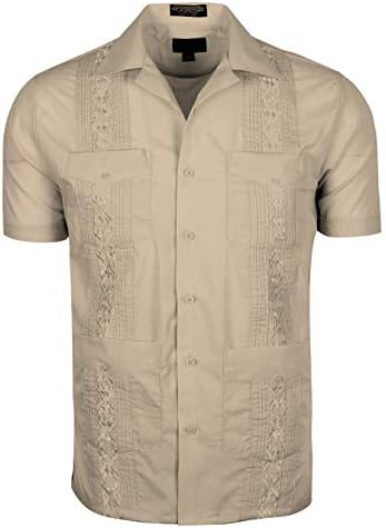 Volcan Men's Short Sleeve Cuban Guayabera Shirts