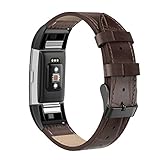 SWEES Leather Bands Compatible Fitbit Charge 2, Genuine Leather Replacement Large (6.4