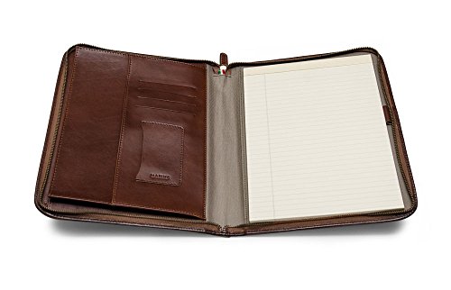 Personalized Leather Padfolio Executive Leather Writing Portfolio, Custom Engraved Business Case Monogrammed - Made in Italy (Custom Brown)