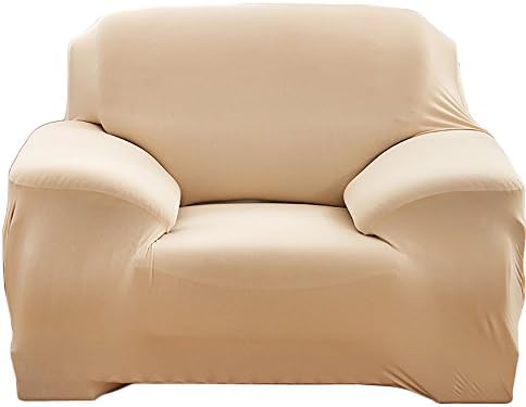 Elvoes Floral Printed Sofa Cover Anti-Slip Elastic Slipcover Stretch Polyester Fabric Soft Furniture Protector Couch Cover (One seater(35''-55''), Beige)