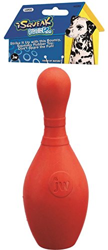 JW Pet Company iSqueak Bouncin' Bowlin Pin Dog Toy, Large (Colors Vary)