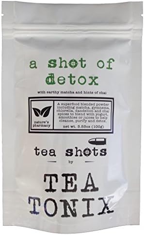 A SHOT OF DETOX Superfood Powdered TEA SHOT Supplement with Matcha Green Tea, Chlorella, Gymnema, Dandelion and Red Clover to Help Cleanse and Purify the Body - 100g