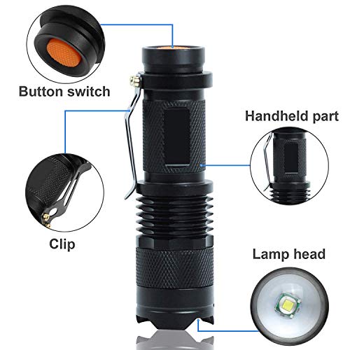 LED Torch Flashlight, 1000 Lumen Professional Portable Handheld Mini LED Flashlight, 5 Light Modes, IP55 Water-Resistant,Zoomable Rechargeable Batteries Includedlight for Camping Outdoor (2Pack) - Thumbnail 2