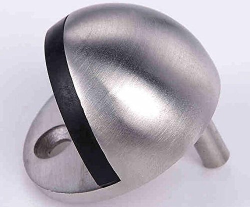 Solid Compact Door Stopper with Width 4mm Rubber Bumper,Half Moon Oval Stainless Steel Floor Door Stop (4 Pcs)