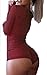 YOOGOG Women's Long Sleeve Bodysuit Polyester Cotton V-Neck top Leotard top Jumpsuit S Burgandy