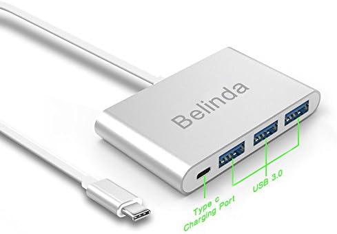 USB-C to USB Multiport Adapter, Belinda USB-C to 3-Port USB 3.0 Hub support charging the New Macbook and data transfer,USB3.0 data Hub for 2017 MacBook Pro and more USB C Devices