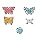 NIKKY HOME Pewter Decorative Shabby Chic Butterfly and Flower Magnets Stickers for Fridge Set of 5