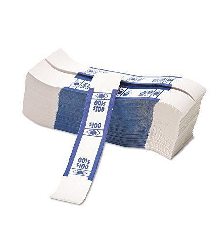 PMC 55027 Color-Coded Kraft Currency Straps, Dollar Bill, $100, Self-Adhesive, 1000/Pack by PMC