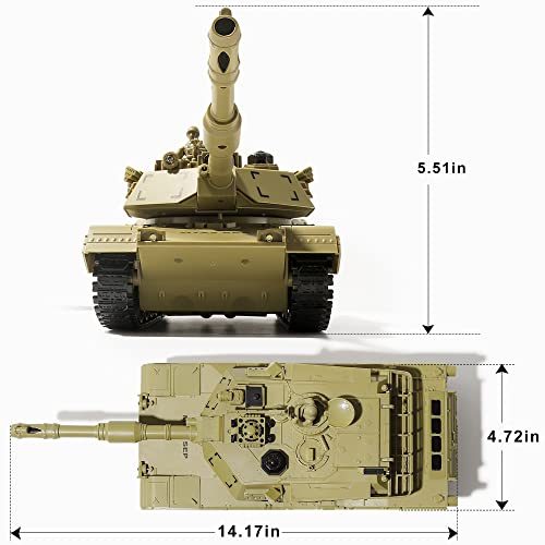 Bvrorere Remote Control Tank, US M1A2 Abrams Army Tank Toy, 128 Scale