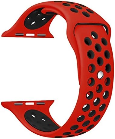 Been5le 42MM Soft Silicone Replacement Band for Apple Watch Series 3, Series 2, Series 1, Sport , Edition, M/L Size ( Red/Black )