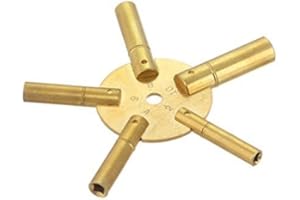 BRASS BLESSING LARGE - Universal 5 Prong Brass Clock Key for Winding Clocks, Even Numbers, 1 Piece (5187)