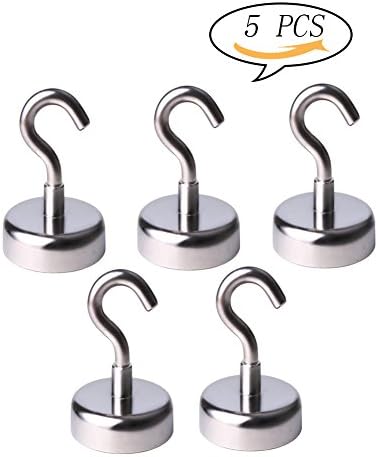 5PCS 48LB Magnetic Hooks Set Great for Hang and Add Storage Powerful Heavy Duty Neodymium Magnet