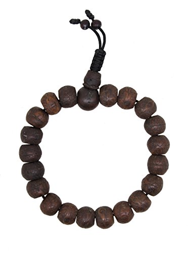 Mandala Crafts Yoga Meditation Wood Bodhi Seeds Prayer Beads Wrist Mala Stretch Bracelet (Bodhi Seeds)