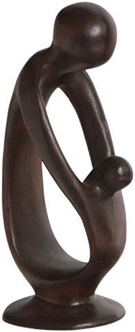 Small Abstract Mother and Baby Statue, Mahogany