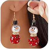 MOEEIJEW Christmas Earrings for Women Crystal Snowman Dangle Earrings Red Green Christmas Jewelry