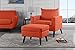 Mid-Century Modern Living Room Large Accent Chair with Footrest/Storage Ottoman (Orange)