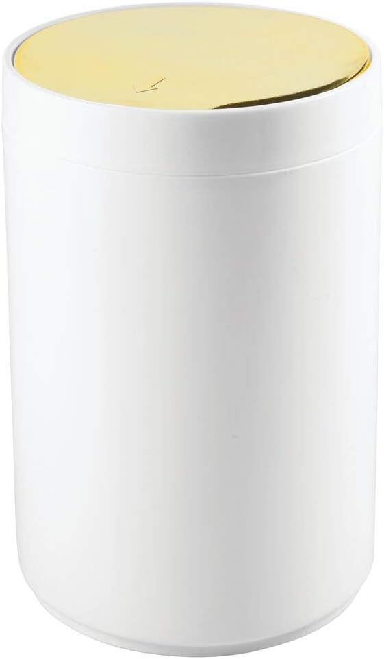 mDesign Swing Lid Bathroom Bin Round Plastic Rubbish Bin for Bathroom