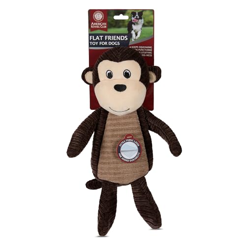 American Kennel Club Monkey Textured Fabric Flat Plush Dog Toy – Durable Low St…
