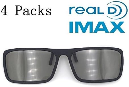 EKiimy 4 Packs Disposable 3D Glasses Passive Circular Polarized Clip On 3D Glasses for Reald IMAX LG Sony 3D TV & MasterImage Disney Digital Cinemas