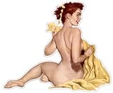 Pin-up art retro sexy pin up pinup girl sitting sticker decal 5