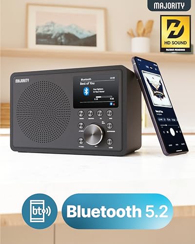 MAJORITY Touro Internet Radio WLAN DAB+ Radio with Bluetooth, DAB Plus Radio Kitchen Radio, Internet WLAN with DSP Speaker, Digital Radio, Frontier Oktiv App Control