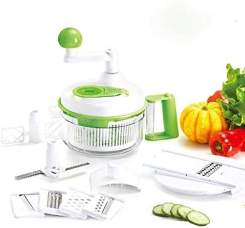 Salad Spinner with Mandolin Slicer and Cheese Grater - Fruit & Veg Food Chopper Potato Chipper - Vegetable Cutter Choppers for Onion Egg Apple Etc.