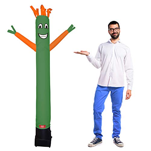 7 Foot Inflatable Dancing Wacky Air Tube Man - Sky Guy Comes Complete with Puppet Dancer Balloon and Blower Included (Green Body with Orange Arms)