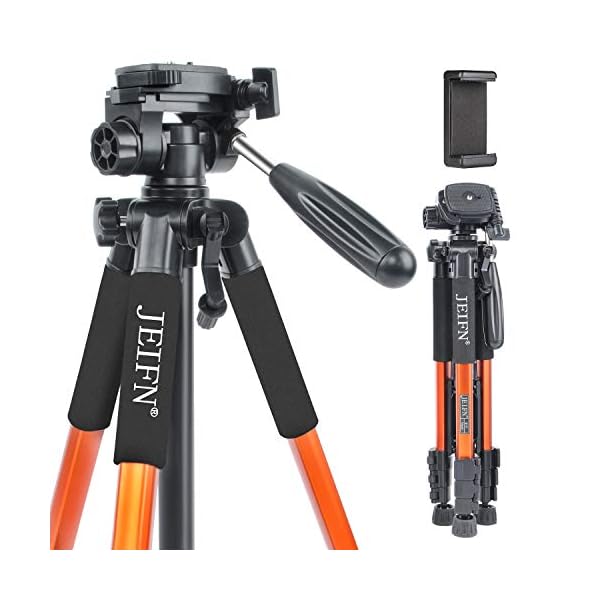 JEIFN Q111 Professionelle Aluminium Kamera Stativ Camcorder Stand mit Pan Kopfplatte für DSLR DV Videoständer Orange