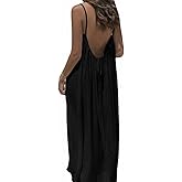 TDCoool Womens Summer Sleeveless Backless cami Dresses Spaghetti Strap Flowy Dress Long Sundress with Back Tie