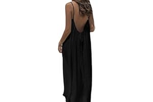 TDCoool Womens Summer Sleeveless Backless cami Dresses Spaghetti Strap Flowy Dress Long Sundress with Back Tie