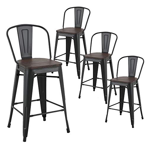 LSSBOUGHT Metal Barstools,IndoorOutdoor Stackable Tolix Style Counter