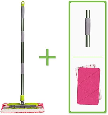 Aluminium Magic Microfiber Mop with 2 reversible Microfiber Mop Cloths | Washable, Reusable | Wet or Dry Cleaning Kitchen, Bathroom, Hardwood Floors