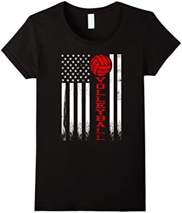 Womens American flag volleyball shirt for girls, boys, men & women Medium Black