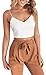FANCYINN Women 2 Pieces Vacation Outfits Vneck Spaghetti Strap Crop Top and Bodycon Long Pant with Belt Khaiki S