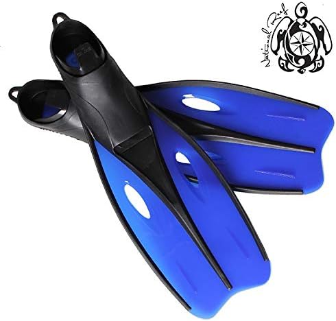 National Reef Snorkel Fins - Best Long Blade Full Heel Pocket Diving and Snorkeling Flippers for Men, Women, and Kids in Scuba and Open Water Swimming