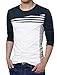 uxcell Men's Color Block Shirt Striped Panel Round Neck Long Sleeve Pullover T-Shirt Blue 34