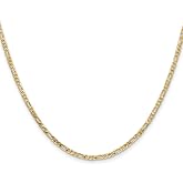 14K Yellow Gold 2.25mm Flat Figaro Chain Necklace 14"