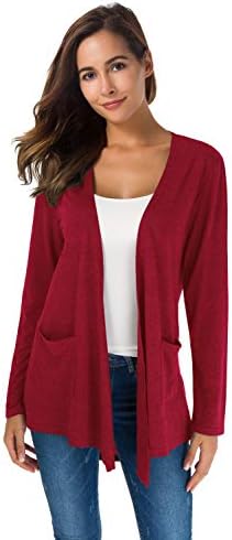 TownCatCardigans for Women Loose Casual Long Sleeved Open Front Breathable Cardigans with Pockets
