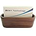 1 Pack Business Card display Holder, Brown Walnut Wood Card Case for desk desktop, wooden Name Card Stand for Office, Name Card Holder for Tables Organizer index card filing