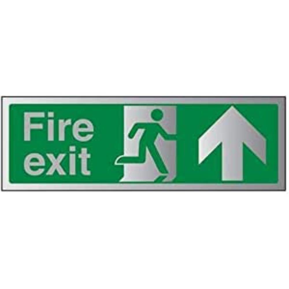 V Safety Fire Exit-Fire Exit Arrow Up Sign - 300mm x 100mm - 1.6mm Alu Rigid Plastic — image 1