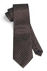 HISDERN Brown Ties for Men Polka Dot Elegant Silk